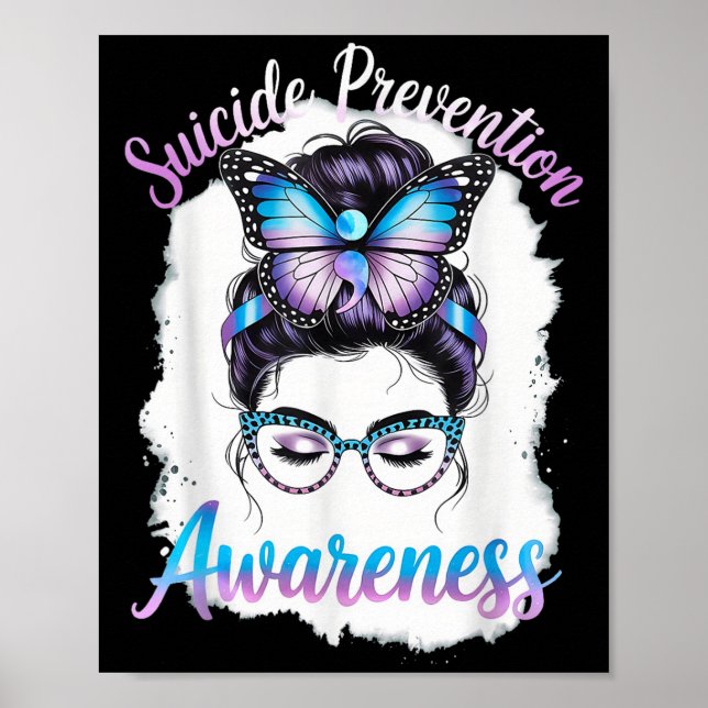 Poster Messy Bun Girl Suicide Prevention Mental Health Gr (Devant)