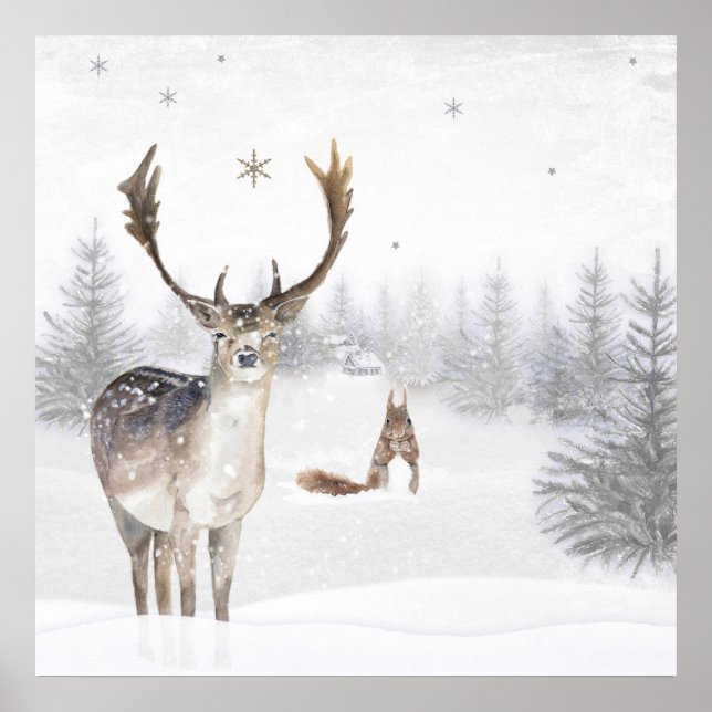Poster met hert en eekhoorn (Front)
