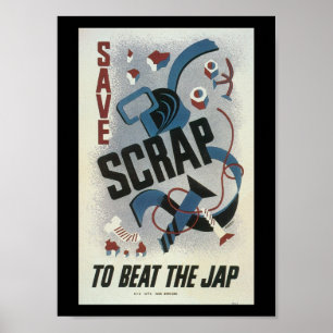 Poster Métal à la ferraille Seconde Guerre mondiale