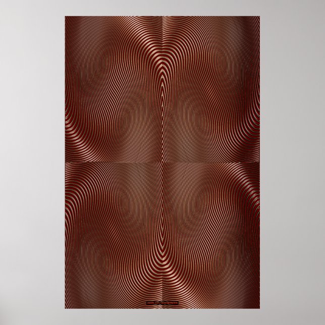Poster Métal de bronze sur rouge illusion optique Mur d'a (Devant)