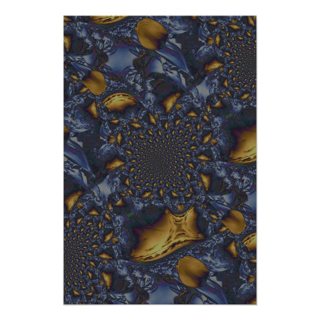 Poster Métal Moulé or et argent bleu (Devant)