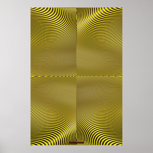 Poster Métal sur l'illusion optique jaune L'art mural (Devant)