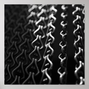 Poster Metallic curtain black and white