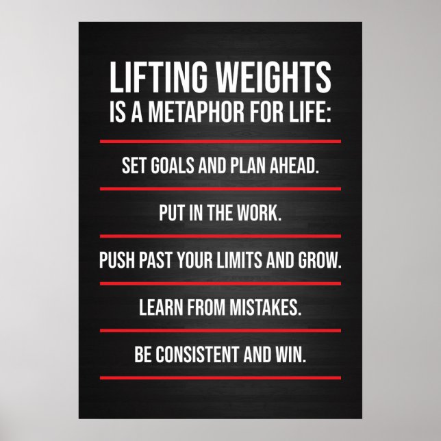 Poster Métaphore des poids de levage - Motivation de l'en (Devant)