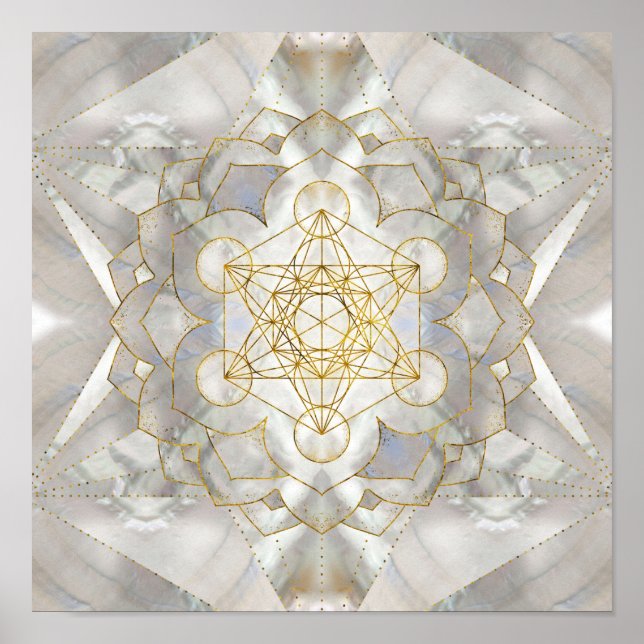 Poster Métatron's Cube in lotus Sacred Geometry (Devant)
