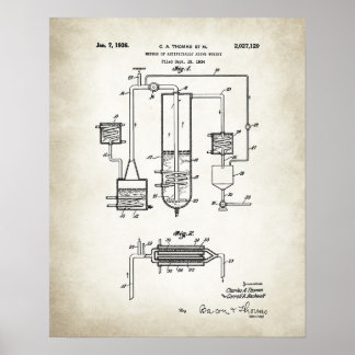 Poster Méthode de brevet pour le whisky artificiellement