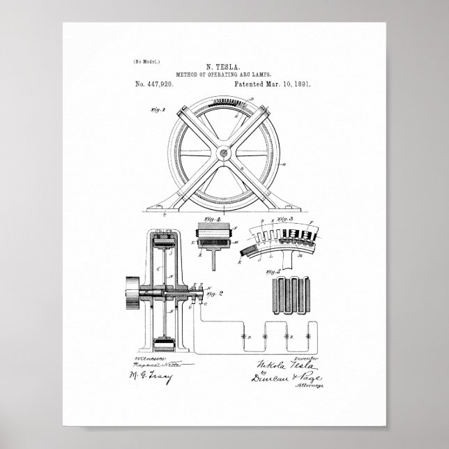 Poster Méthode Tesla De Fonctionnement Et Lampes Brevetée (Devant)