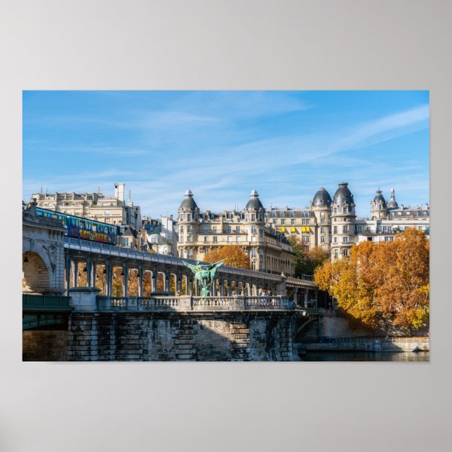 Poster Métro aérien sur Pont de Bir-Hakeim - Paris, Franc (Devant)
