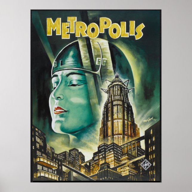Poster METROPOLIS Fritz Lang Sci-Fi Drama 1927 Vieux film (Devant)