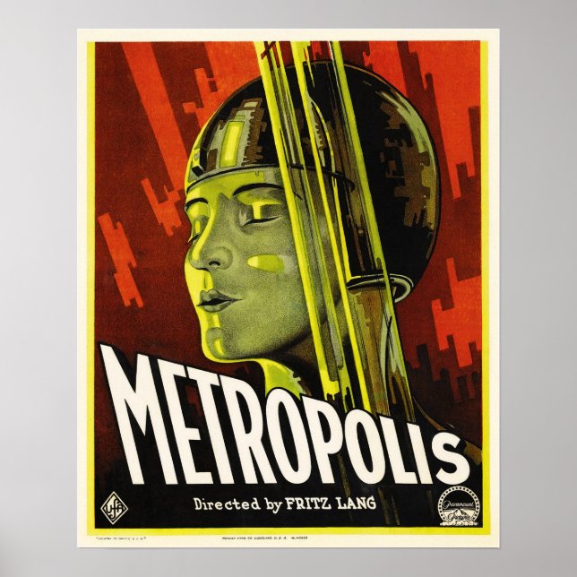 Poster METROPOLIS Réalisé par Fritz Lang 1927 Vieux film (Devant)