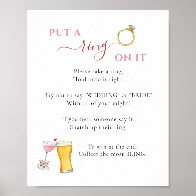 Poster Mettez une bague sur elle Jeu de douche nuptiale (Devant)