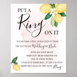 Poster Mettez une bague sur elle Lemons Pink Fête des mar