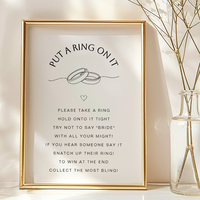 Poster Mettez une bague sur le jeu | Panneau de Fête des  (Put a ring on it game sign)