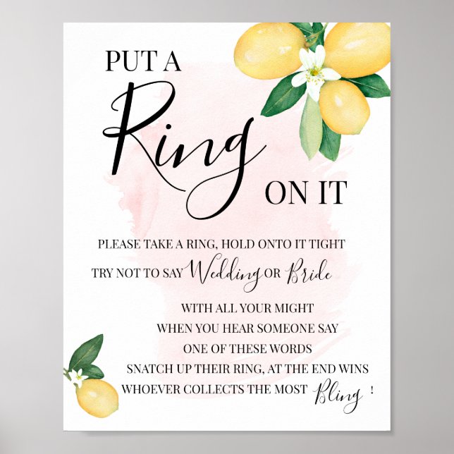 Poster Mettez une bague sur les citrons rose jeu de Baby  (Devant)