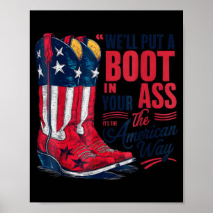 Poster Mettez une botte dans la fête western cowgirl du 4