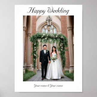 Poster Mettez votre photo mariage et votre nom sur l'affi