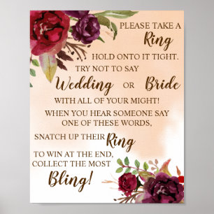 Poster Mettre une bague   SIGNE DE JEU DE Fête des mariée