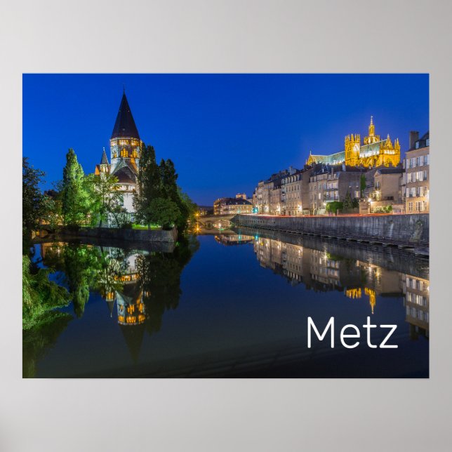 Poster Metz Temple Neuf France Nuit Moselle Souvenir (Devant)