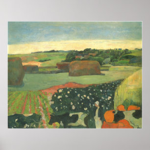 Poster Meules de foin en Bretagne par Paul Gauguin, art