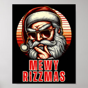 Poster Mewy Rizzmas Drôle Père Noël Mewing Joke Rizz Mens