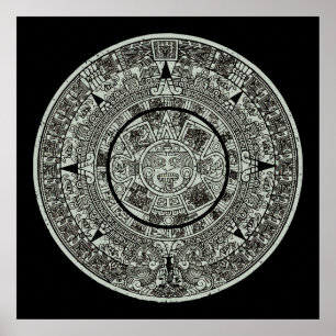Poster Mexicaine Aztec Sun Stone Maya Calendrier 1