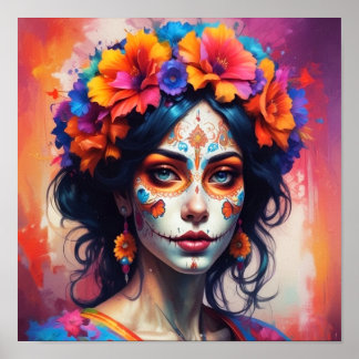 Poster Mexican Catrina watercolor