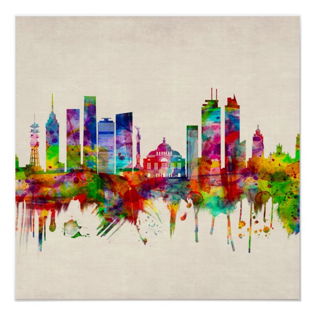 Poster Mexico City Mexico Skyline (Devant)