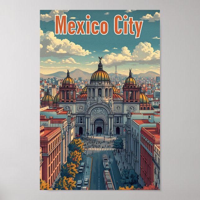 Poster Mexico City Mexique Illustration de voyage artisti (Devant)