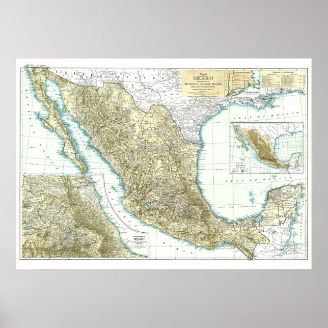 Poster " Mexique : 1916 Carte détaillée ... (Devant)