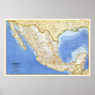 Poster " Mexique : 1973 Classic MAP ...