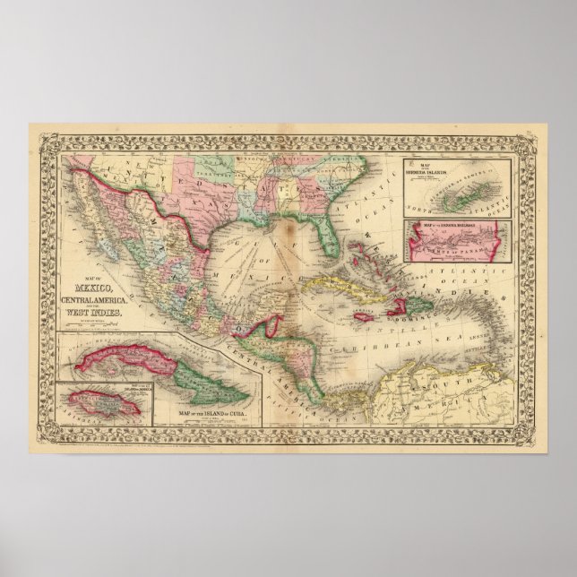 Poster Mexique, Amérique centrale, Antilles (Devant)