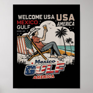 Poster Mexique Amérique du Golfe États-Unis Drapeau améri