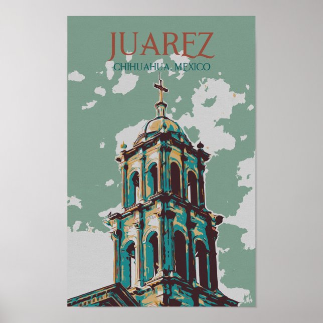 Poster Mexique, Cathédrale de Ciudad Juarez, Chihuahua Po (Devant)