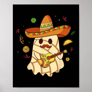 Poster Mexique Éffrayant Ghost Jouer Guitare Conchas Pan 