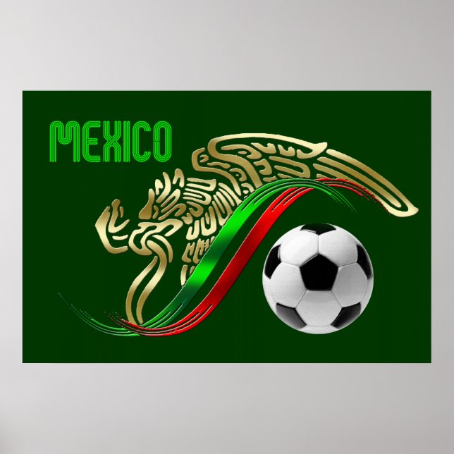 Poster Mexique Football Football Aigle et serpent drapeau (Devant)