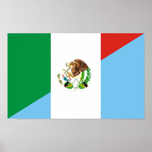 Poster mexique guatémala symbole du pays à demi-drapeau