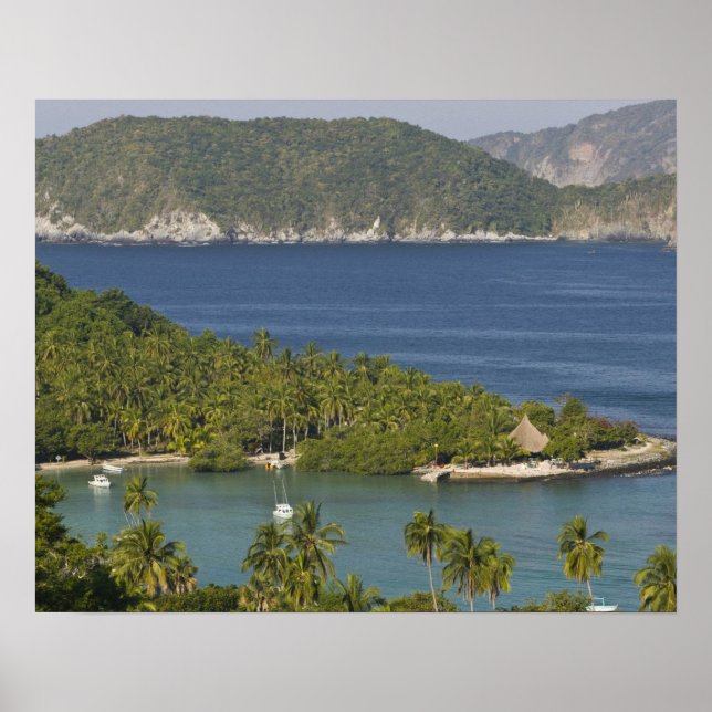 Poster Mexique, Guerrero, Zihuatanejo. Playa Las Gatas (Devant)