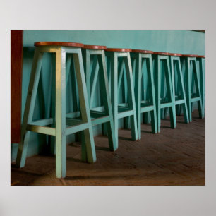Poster Mexique, Oaxaca, mur de la ligne Green Bar Stools