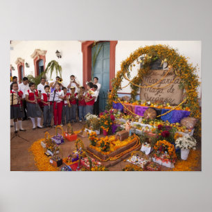 Poster Mexique, province d'Oaxaca, Ocotlan, étudiants en