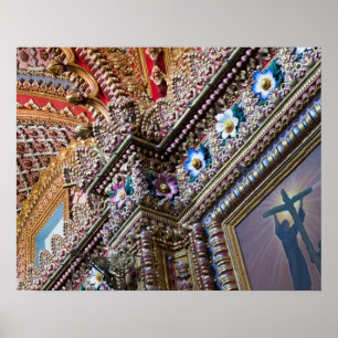 Poster Mexique, Queretaro. Détail à l'intérieur d'un orné