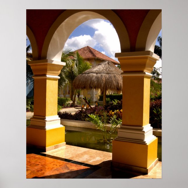 Poster Mexique, Riviera Maya, architecture à Iberostar (Devant)