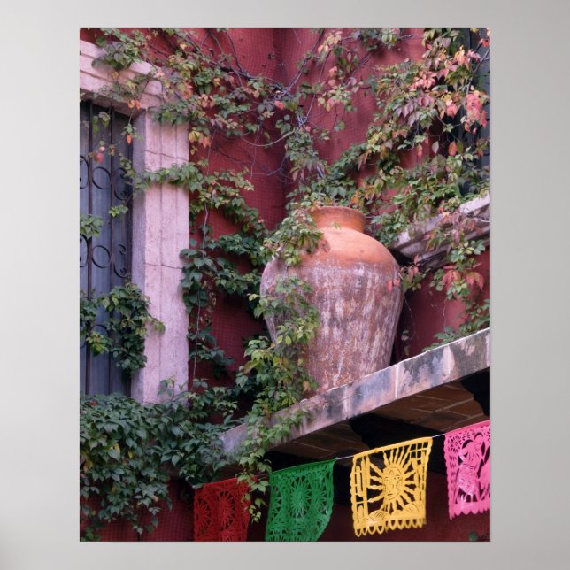 Poster Mexique, San Miguel de Allende, Ivy, pot d'argile, (Devant)