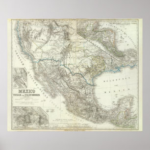 Poster Mexique, Texas, Californie, C Amérique