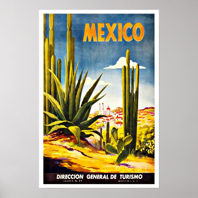 Poster Mexique Vintage voyage Cactus (Devant)