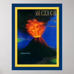 Poster Mexique ~ Volcan Paricutin ~ Vintage voyage