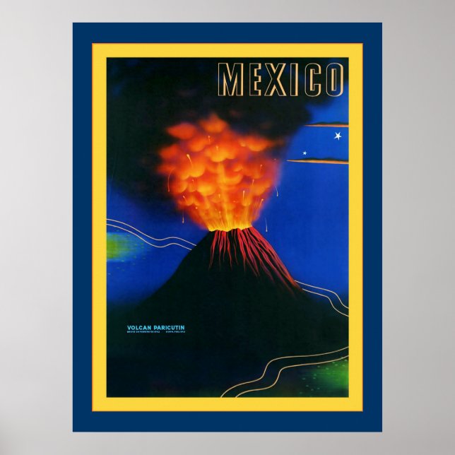 Poster Mexique ~ Volcan Paricutin ~ Vintage voyage (Devant)