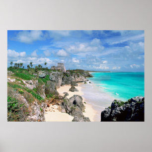 Poster Mexique, Yucatan, Péninsule, Ruines De Tulum, Maya