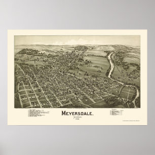 Poster Meyersdale, PA Carte panoramique - 1900