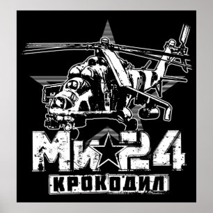 Poster Mi-24 gros hélicoptère soviétique
