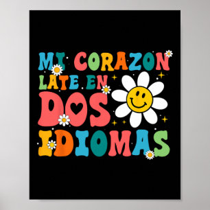 Poster Mi Corazon Late En Dos Idiomas Retour À L'École